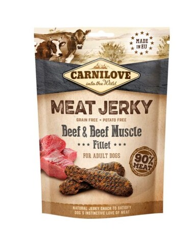 Carnilove Beef &amp; Beef Muscle Fillet Jerky Snack 100g   Natural Dog Treats
