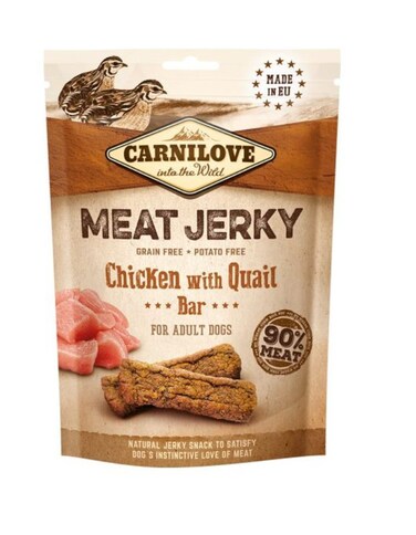Carnilove Jerky Snack Chicken &amp; Quail Bar 100g   High-Protein Dog Treats
