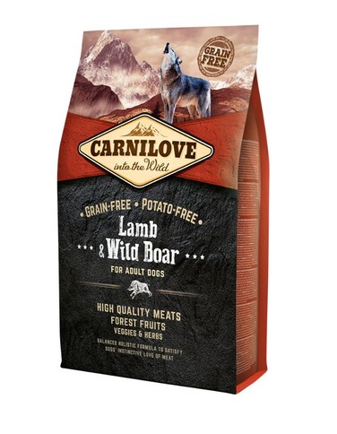 Carnilove Lamb &amp; Wild Boar Adult Dog Food 4kg &ndash; Grain-Free &amp; Potato-Free Complete Dog Food