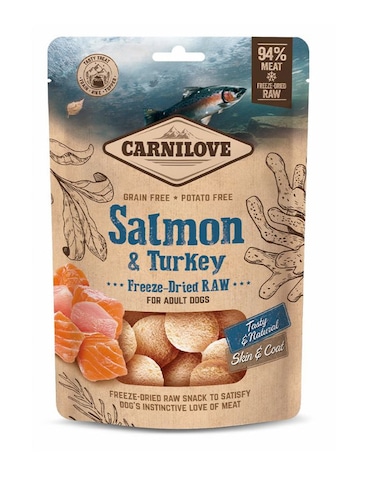 Carnilove Freeze-Dried Raw Snacks Salmon &amp; Turkey 60g   High-Protein Cat &amp; Dog Treats