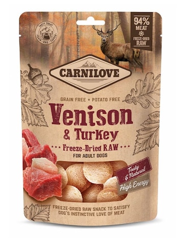 Carnilove Freeze-Dried Raw Snacks Venison &amp; Turkey 60g   High-Protein Cat &amp; Dog Treats