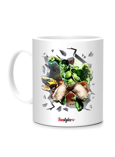 Styles Hulk 3D Break Through Printed Mug White/Green