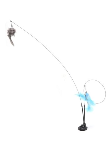 Sorandy Interactive Cat Replacements Wobbler Toys Super Suction Cup Detachable Multi Color Cattraction with Dangler for Indoor Cats Kitten Play Chase Exercise (Blue Flying Fish and Gray