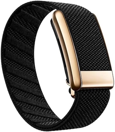 Soft Wristband with Luxe Accessories Comfortable with Whoop 4.0 Device, Stylish &amp; Affordable Replacement Band Strap, Soft Stretchy Fabric Strap Band with Gold Accessories  BLACK
