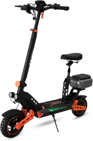 Crony D2 Pro Electric Scooter With Seat, 1500W Motor, 50-65KM/H Speed, 30-40KM Range, Dual Suspension, Hydraulic Shock Absorbents, LCD Display, LED Lights, Bluetooth App, Rear Luggage Box