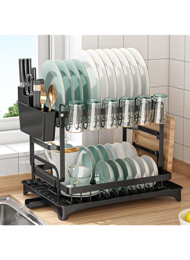 Buy U-HOOME Dish Drying Rack,2 Tier Dish Racks for Kitchen Counter with ...
