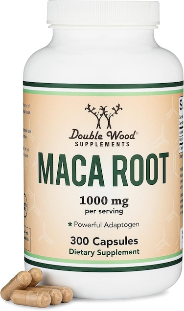 Double Wood Supplements Maca Root Capsules (Black, Red, Yellow Maca Powder - 1,000mg per Serving) 300 Count