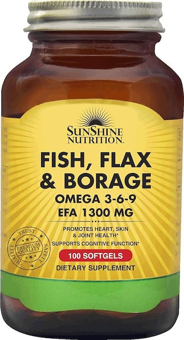 Sunshine Nutrition Fish Flax &amp; Borage Omega 3-6-9 EPA 1300mg - 100 Softgels