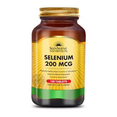 Sunshine Nutrition Selenium 200 mcg - Supports Healthy brain Function and Circulation - 100 Tablets