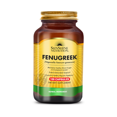 Sunshine Nutrition Fenugreek - Maintains Healthy Blood Sugar and Cholestrol Levels - 100 Capsules