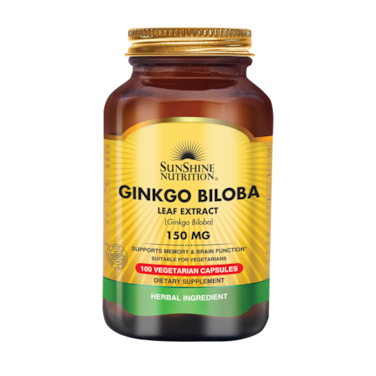 Sunshine Nutrition Ginkgo Biloba Leaf Extract - 150mg - Supports Mempry and Brain Function - 100 Vegetarian Capsules