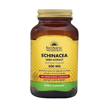 Sunshine Nutrition Echinacea Herb Extract - 500mg - Supports Healthy Immune System - 100 Vegetarian Capsules