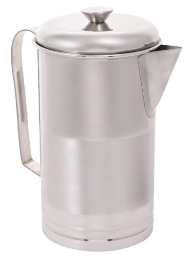 VPI003 Water Jug With Lid, Silver, H 14.4xW 26.2xD 14.4 Cm, Stainless Steel Silver 2Liters