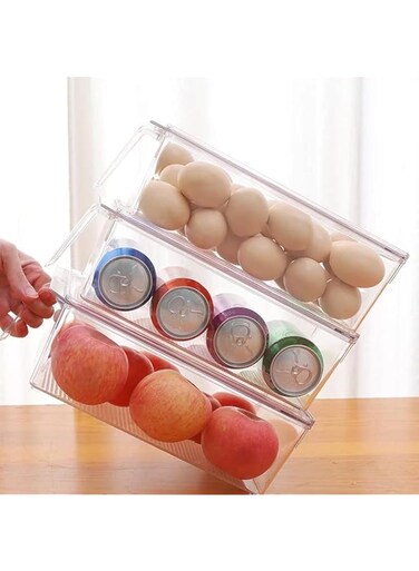 VIO Handled Fridge Storage Bins, Food Storage plastic Containers Jars and Container Easy Snap Lids &amp; Kitchen Organization (2)