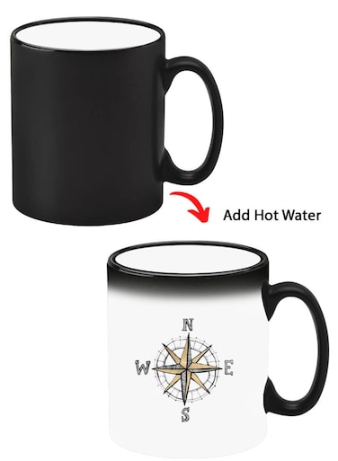 Color Changing Heat Sensitive Ceramic Mug, Image Revealed When HOT Liquid is Added! Compass