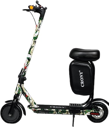 كروني سكوتر كهربائي M365 من اكس ام مع مقعد وتطبيق، محرك 350 واط، 25-45 كم/ساعة، 3 اوضاع سرعات، تعليق امامي، فرامل قرصية خلفية، تحميل 120 كجم، صندوق تخزين وحامل جوال (جرين كامو)