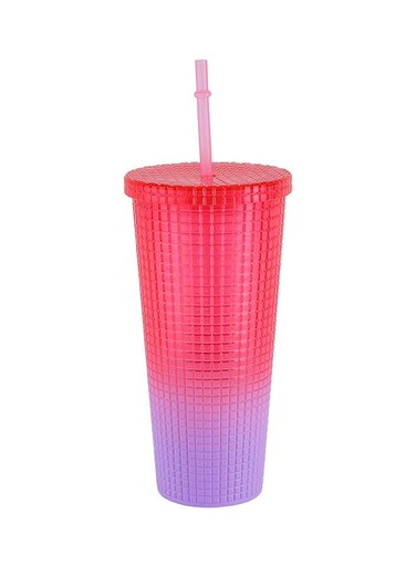 700ml Modern Tumbler with Straw RF12152 Unbreakable Plastic with Color Gradient Painting Finish Tall Glass Suitable for Water, Milk, Juice, Smoothies, Milkshakes 100% Food-Grade Multicolor