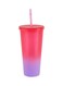 700ml Modern Tumbler with Straw RF12152 Unbreakable Plastic with Color Gradient Painting Finish Tall Glass Suitable for Water, Milk, Juice, Smoothies, Milkshakes 100% Food-Grade Multicolor