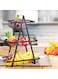 Countertop Fruit Basket, 3 Tier Metal Storage Rack with Wooden Handle for Fruit Vegetable Bread Snack Organizer, Portable Iron Wire Fruit Bowl/Stand/Holder for Kitchen Dining Room Living Room (Black)