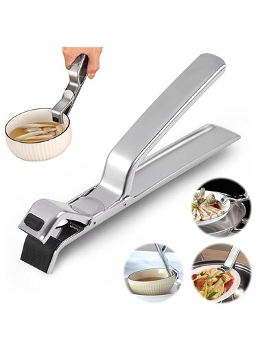 BIGTHREE Anti-Scalding Clip Bowl Plate Clamp, Purpose Anti-Scald Bowl Holder Clip for Kitchen, Stainless Steel Anti-Scalding Clips Bowl Plate Clamps, Cooking Tongs Kitchen Gadgets
