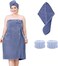 Towel Wrap for Women Plus Size-Wearable Shower Towel Wrap with Hair Towel Wristbands Closure Elastic Top Soft Adjustable Microfiber Dress Towel Spa Wraps for Women's Bathrobe（Blue）