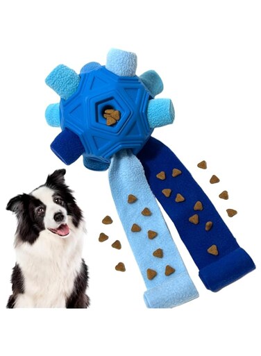 CIIVURR Snuffle Ball for Dog Toys Unbreakable Upgrade Ball Interactive Toy Foraging Snuffle Mat Puppy Treat Dispenser Slow Feeder Dog Puzzle Toys for Small, Medium, Large Pets(Blue)