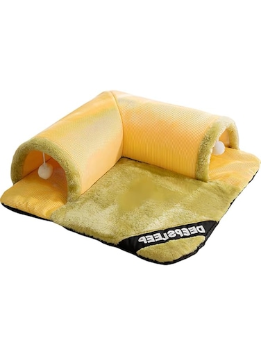 TOMVAES Plush Cat Tunnel Bed for Indoor Cats, Fluffy Cat Cave Tube with Hanging Ball for Fun and Rest, Multifunctional Cat Cat Tunnel Bed for Cat Kitten Rabbit Puppy Ferret
