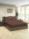 Linen Queen Size Sriped Fitted Elastic Bedsheet with 2 Pillow Cases 180 x 200 Cm (Coffee Brown)