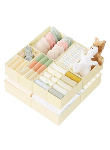 Drawer Organizer Clothes, 10 Pack Dresser Organizer Bins, Foldable Fabric Closet Organizers and Storage, Drawer Dividers for Nursery, Bedroom, Baby Clothes, Underwears, Sock