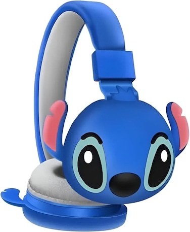 Kids Bluetooth Wireless Headphone, 3D Stitch Ears Kids Over Ears Headset Soft Ear Pads AH-806 Hifi sound Best Children's Gift (Blue)