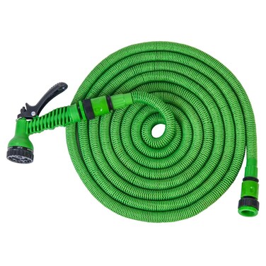 Beorol 15m Expandable Garden Water Hose, 7-Pattern Flexible Hose with High-Pressure Spray for Plant Watering and Car/Motorcycle Cleaning - Green