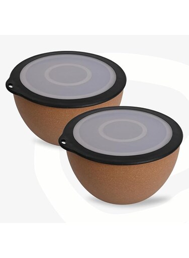 Eha Earth Friendly Mixing Bowls For Kitchen with Lid   Microwave Safe Bowl Set   Made with Rice Husk and Bamboo Fibers   2900 ml Each   Set of 2   Tortilla