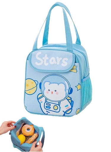 Cartoon Lunch Bag Durable Reusable Tote Bag Insulated Bag Reusable Tote Bag for Hot or Cold Work Suitable for Carrying Lunch Dinner to Office Picnic Travel Park and Outdoors (Blue Bear)