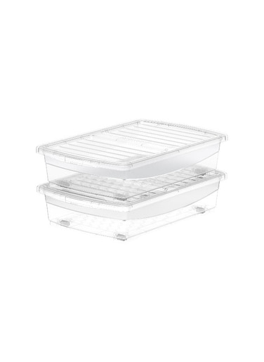 25L Clear Plastic Storage Set of 2 Box with Wheels &amp; Lockable Lid