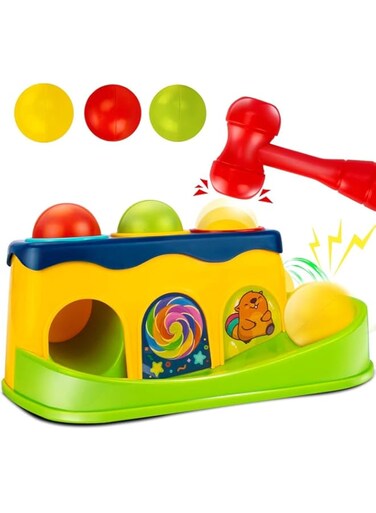 Baybee Hammering Pounding Bench Toys for Kids with Ball Roll Rover, Hammer Toy &amp; 3 Balls   Pound a Ball Early Toy   Hammer Case Pounding Bench For Kids 1 2 3 Years Boys Girls (Hammer Toy)