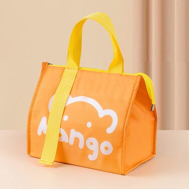 Inder Insulated Lunch Bag Oxford Thermal Cloth Bento Tote Bag Waterproof Large Capacity Portable Handbag For Kid and Adult (Orange)