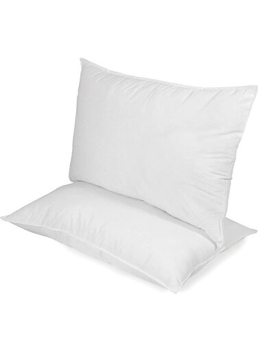 2-Piece Solid Bed Sleeping Pillow Set Cotton White 48x70cm