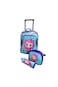 3 Pieces Cartoon-Printed School Trolley Bag for Kids (16 &amp; 18 Inch) with Lunch Bag and Pencil Pouch Included (Pink Purple Doll, 18 Inch)