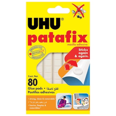 UHU Patafix Reusable Adhesive Pads, White, 80 PCS