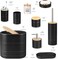 10 Piece Black Bamboo Plastic Bathroom Accessories Set