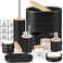 10 Piece Black Bamboo Plastic Bathroom Accessories Set