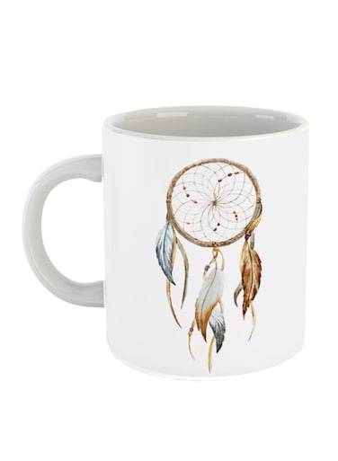Dream Catcher Printed Coffee Mug White/Beige/Blue