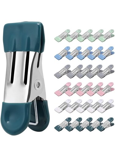 Clothes Pins for Hanging Clothes, 30 Pcs Colored Laundry Clips, Heavy Duty Clothing Pins, Multipurpose Metal Clips for Clothes, Towel, Photo Utility Clips Drying Pegs Clamp for Outdoor, 6 Colors
