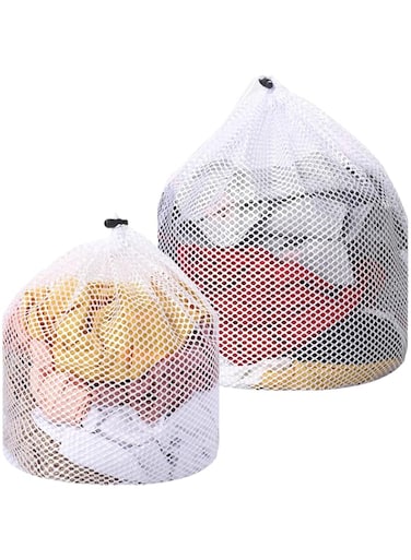 Joyzzz Mesh Laundry Bags, 2 Packs Drawstring Net Laundry Bag for Washing Machine, Mesh Wash Bags Laundry Bags, Travel Washing Bag for Clothes Blouse, Underwear, Dirty Clothes