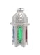 Wisfunlly Moroccan Lantern Glass Hanging Lamp,Metal Candle Holder,Colorful Glass,Vintage Style Decorative Candle Lantern for Indoor Outdoor Events Party Weddings, AS-0199