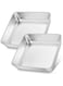E-far 8x8 Inch Square Cake Pans Set of 2, Stainless Steel Baking Pan for Lasagna Brownies Casseroles, Silver Square Bakeware for Oven Cooking, Non-Toxic &amp; Rust Free, Dishwasher Safe, 2 Inch deep