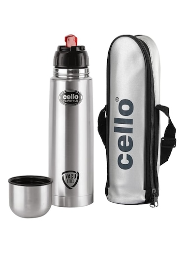 Cello Flip Style Stainless Steel Bottle, 350ml, Silver