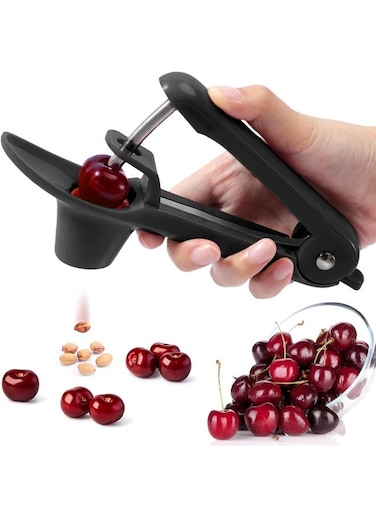 Steel Cherry Corer Pitter,with Ergonomic Push Design - Easy to Use for Making Cherry Jam - Pit Cherry with Ease