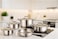 OZO 9 Pcs Stainless Steel Silver Non-stick and Non-toxic Cookware Set Made InTurkey   1144   Cooking pots or small medium and large casseroles with Lids and Frypan   Complete set, Dishwasher safe