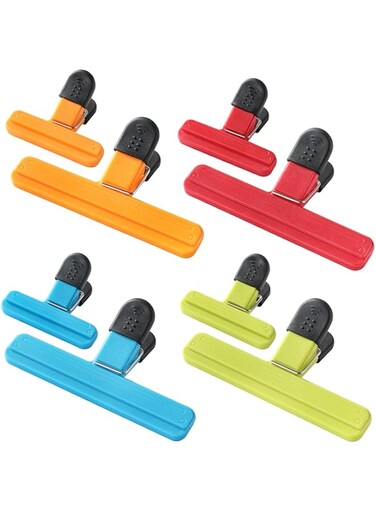 HAMMER IRON ALLEY 8PCS Chip Bag Clips, HIA Stylish Wide Open Bag Clips for Food Storage, Heavy Seal Grip, Assorted Size (6"*3.3" for 4 and 3"*2.5" for 4)